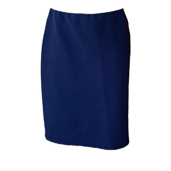 Roz & Ali Medium Pencil Skirt Elastic Waist Navy Blue Pullon - Picture 1 of 7
